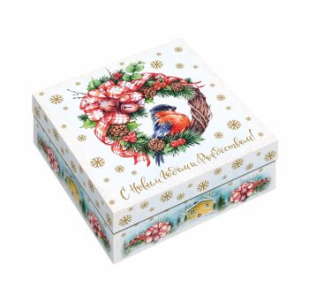 Коробка новогодняя подарочная Снежная мелодия, 158х158х63 мм (крышка/дно без окна) — изображение 3